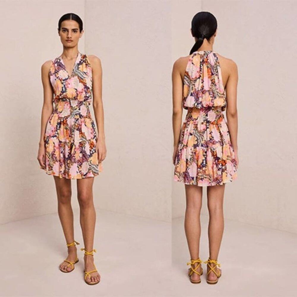 A.L.C Courtney Silk Floral Sleeveless Mini Dress Women's Rose Multi Size: 2 NWT
